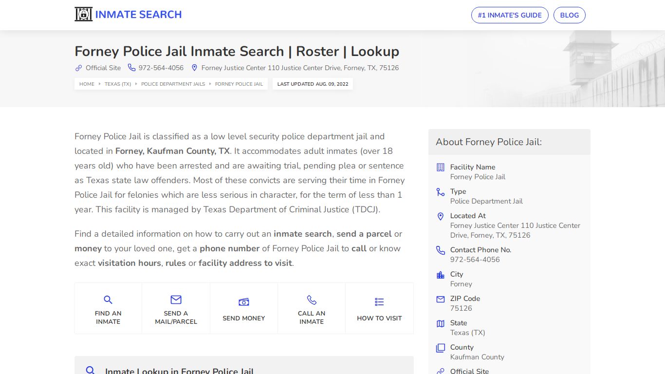 Forney Police Jail Inmate Search | Roster | Lookup