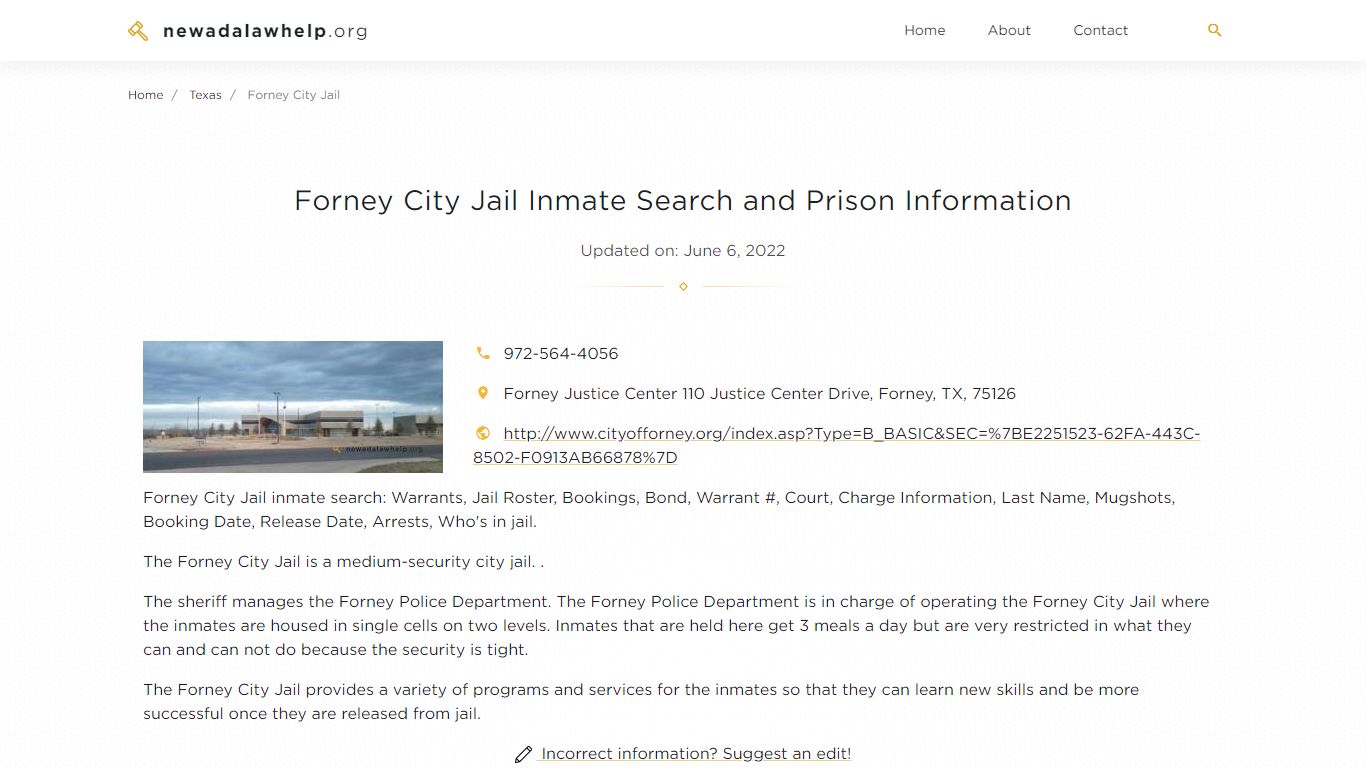 Forney City Jail Inmate Search, Visitation, Phone no ...